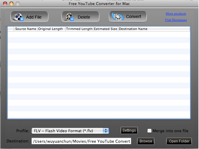 Screenshot of Free YouTube Converter for Mac